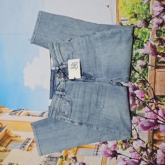 Cosmic Blue Love Capri Distressed Jeans Size 26 NWT